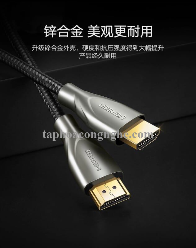 Ugreen 50115 20M màu Đen Cáp tín hiệu HDMI chuẩn 2.0 dây bọc lưới đầu hợp kim cao cấp HD131 30050115